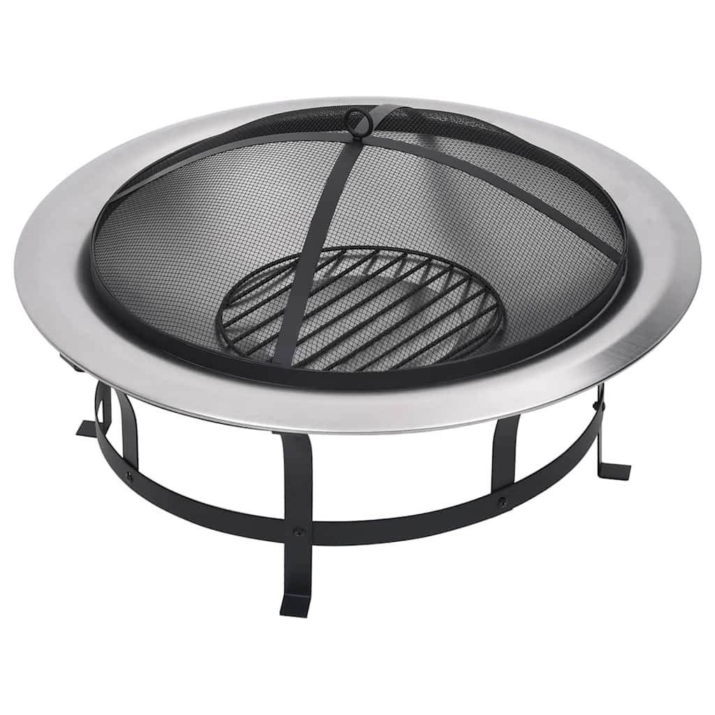 Garten-Feuerschale Mit Grill Edelstahl 76 Cm