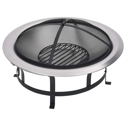 Garten-Feuerschale Mit Grill Edelstahl 76 Cm