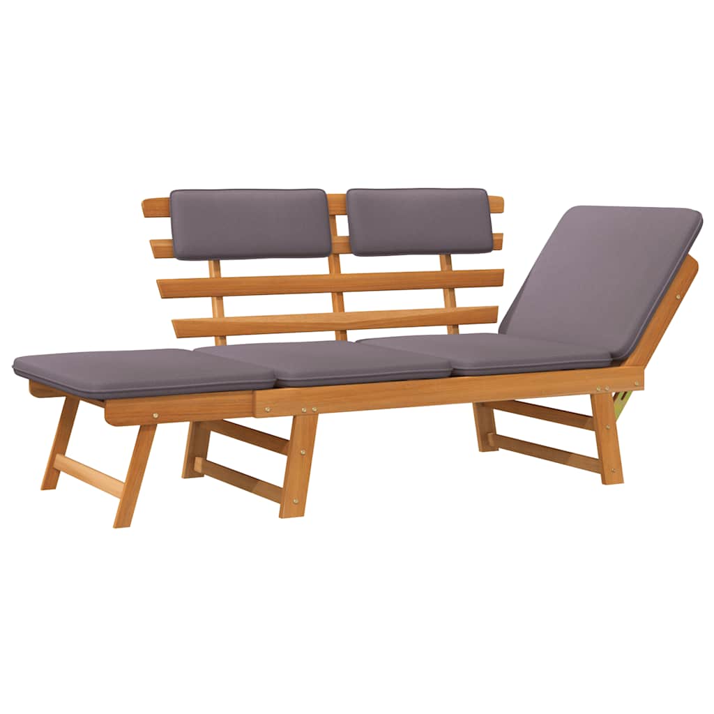 2-In-1 Gartenliege Mit Auflage 190 Cm Massivholz Akazie
