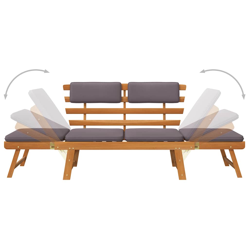 2-In-1 Gartenliege Mit Auflage 190 Cm Massivholz Akazie