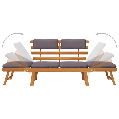 2-In-1 Gartenliege Mit Auflage 190 Cm Massivholz Akazie