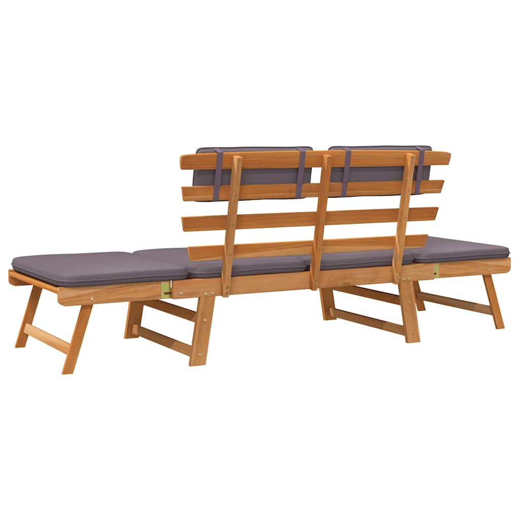 2-In-1 Gartenliege Mit Auflage 190 Cm Massivholz Akazie