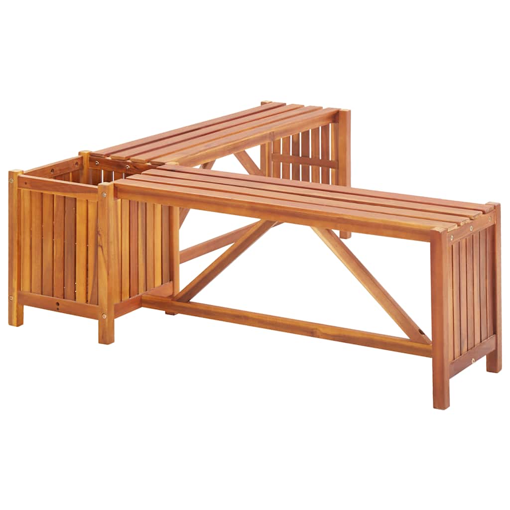 Garten-Eckbank Mit Pflanzkübel 117×117×40 Cm Massivholz Akazie