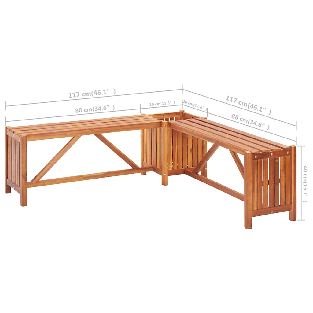 Garten-Eckbank Mit Pflanzkübel 117×117×40 Cm Massivholz Akazie