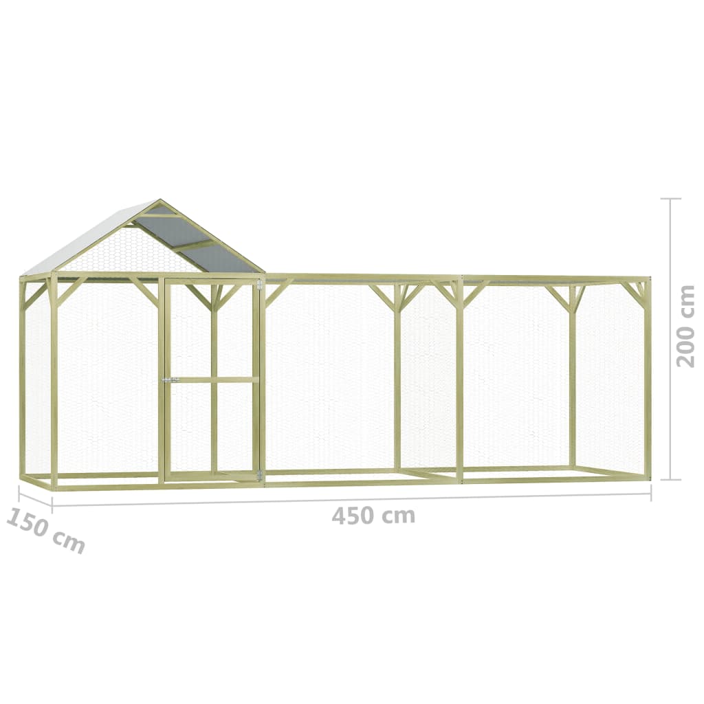 Hühnerkäfig 4,5X1,5X2 M Imprägniertes Kiefernholz