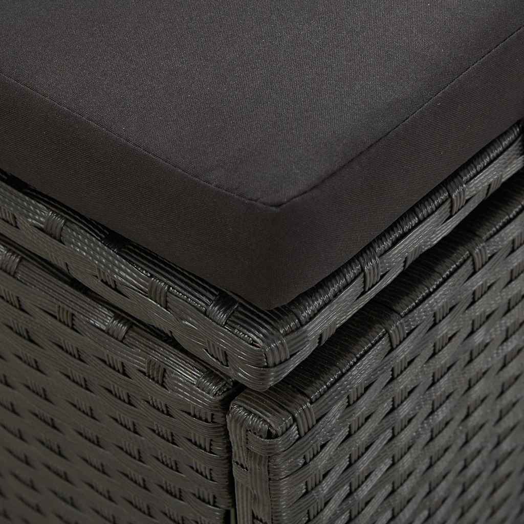 Sonnenliege Mit Auflage Poly Rattan Schwarz