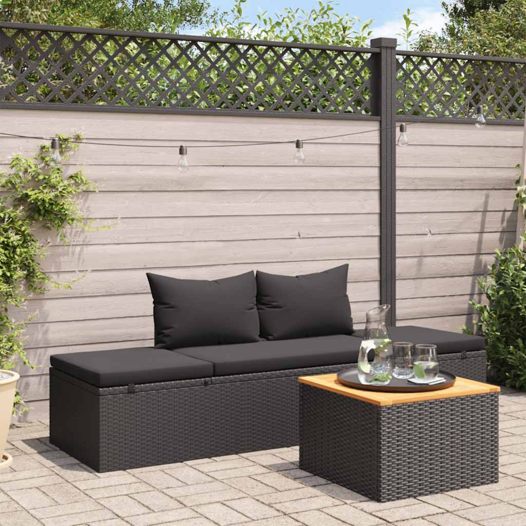 Sonnenliege Mit Auflage Poly Rattan Schwarz