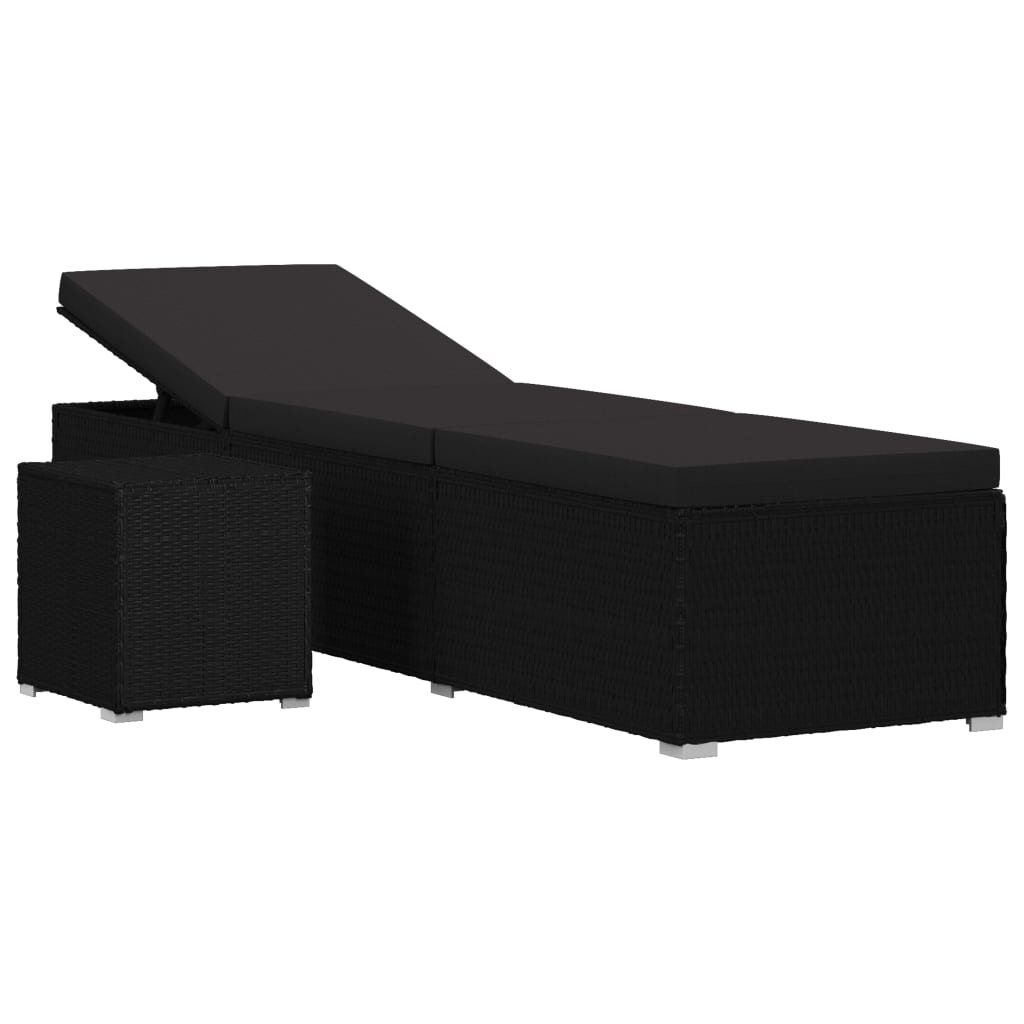 Sonnenliege Mit Auflage Und Teetisch Poly Rattan