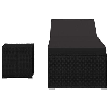 Sonnenliege Mit Auflage Und Teetisch Poly Rattan