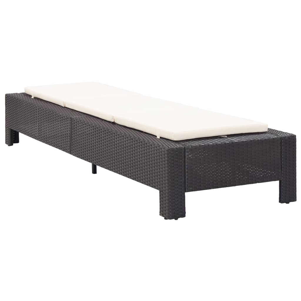 Sonnenliege Mit Auflage Schwarz Poly Rattan
