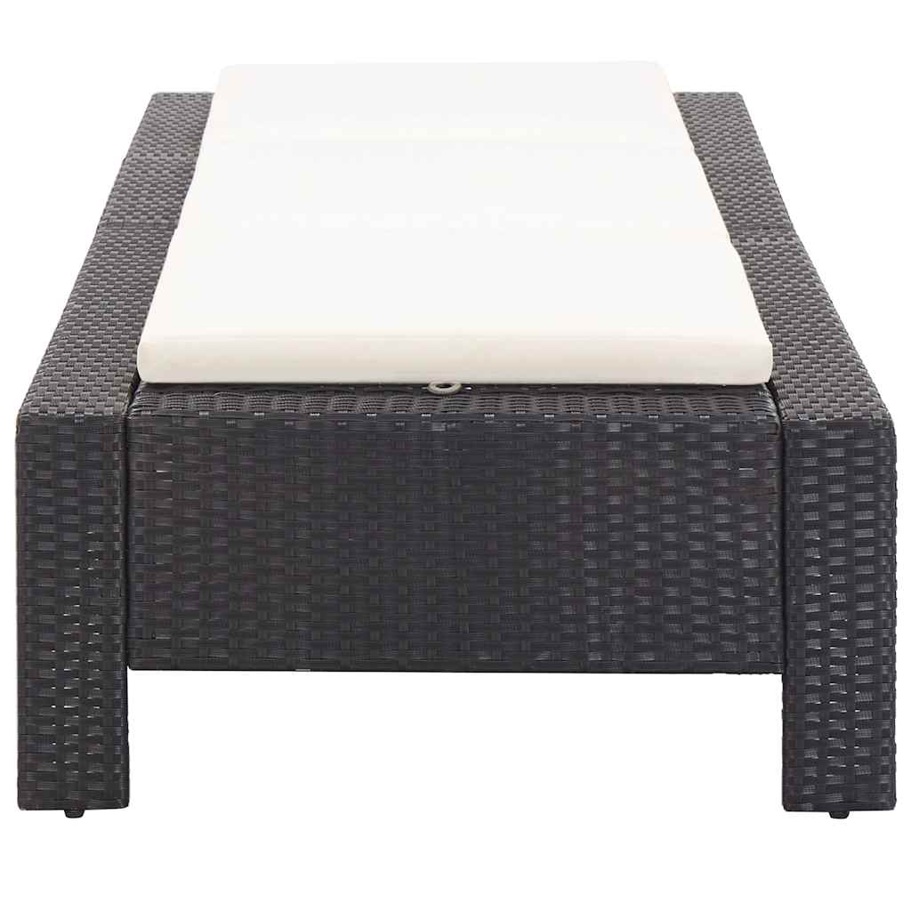 Sonnenliege Mit Auflage Schwarz Poly Rattan