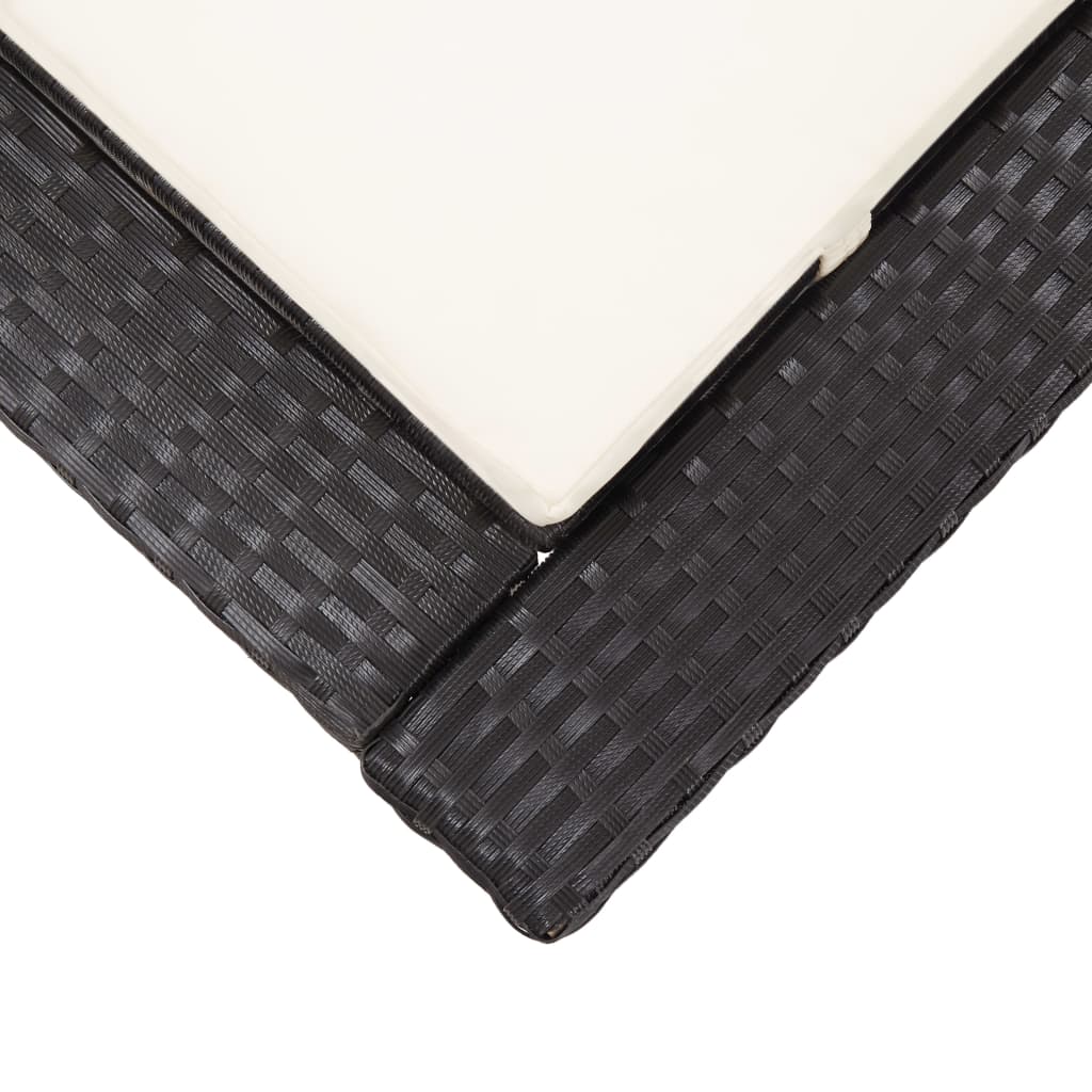 Sonnenliege Mit Auflage Schwarz Poly Rattan