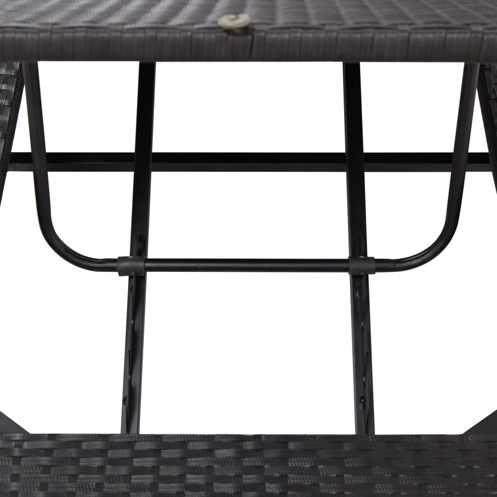 Sonnenliege Mit Auflage Schwarz Poly Rattan