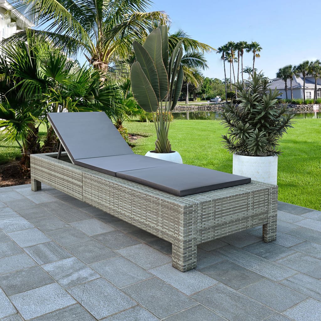 Sonnenliege Mit Auflage Schwarz Poly Rattan