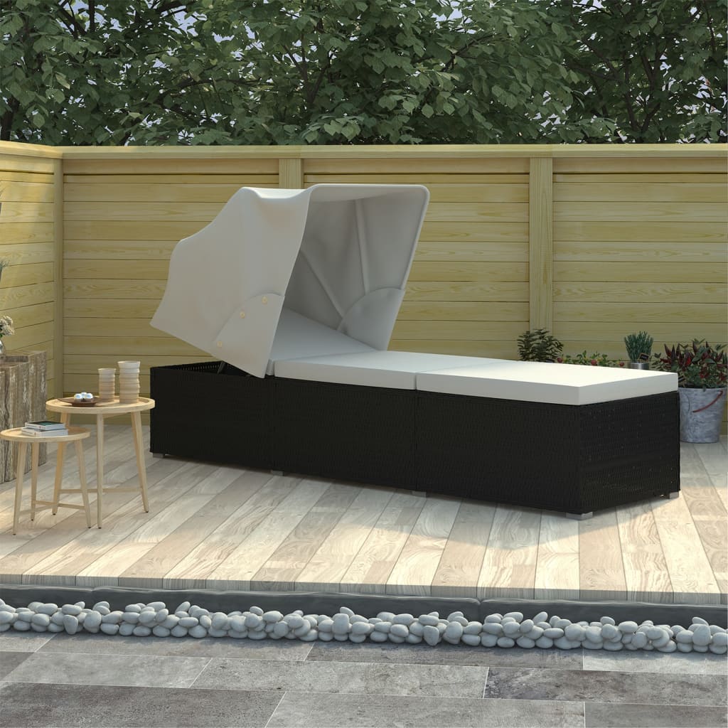 Sonnenliege Mit Sonnenschutz Und Auflage Poly Rattan