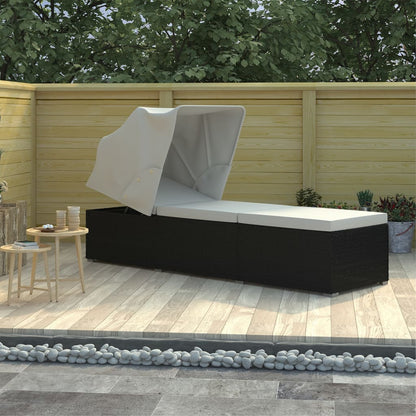 Sonnenliege Mit Sonnenschutz Und Auflage Poly Rattan