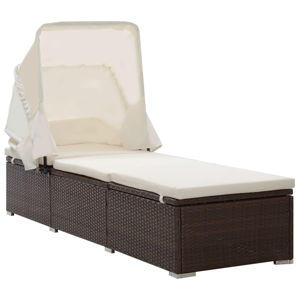 Sonnenliege Mit Sonnenschutz Und Auflage Poly Rattan