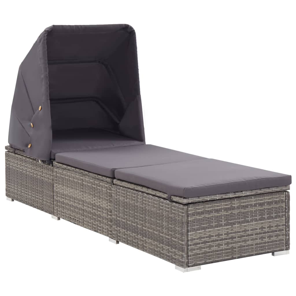 Sonnenliege Mit Sonnenschutz Und Auflage Poly Rattan