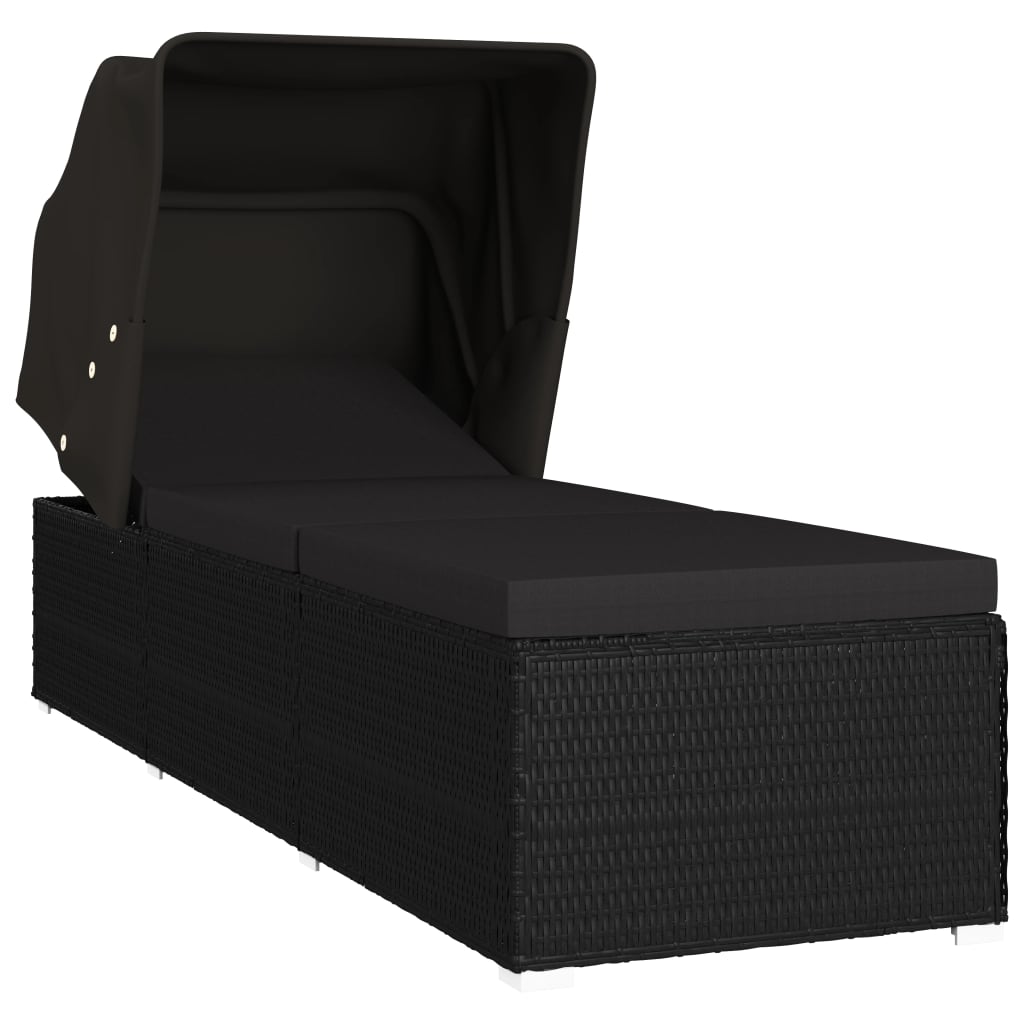 Sonnenliege Mit Sonnenschutz Und Auflage Poly Rattan