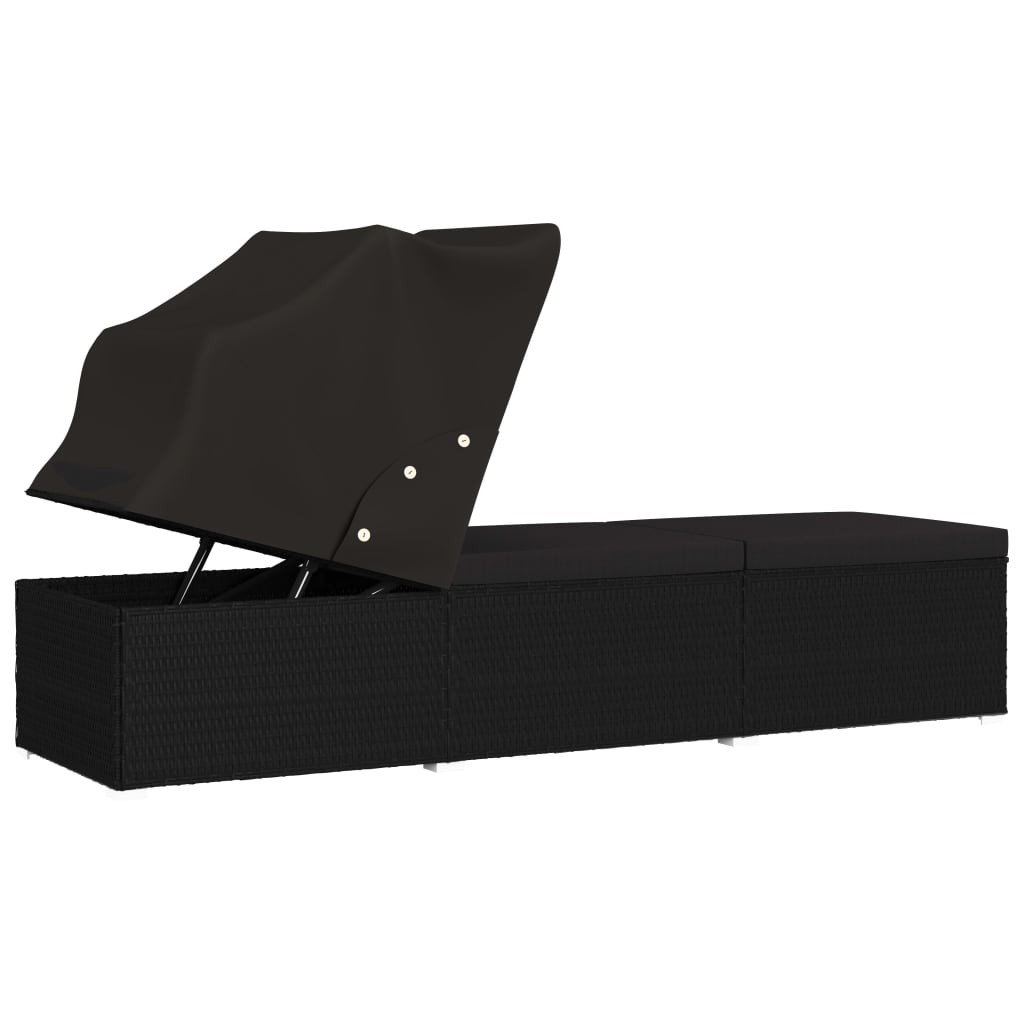 Sonnenliege Mit Sonnenschutz Und Auflage Poly Rattan