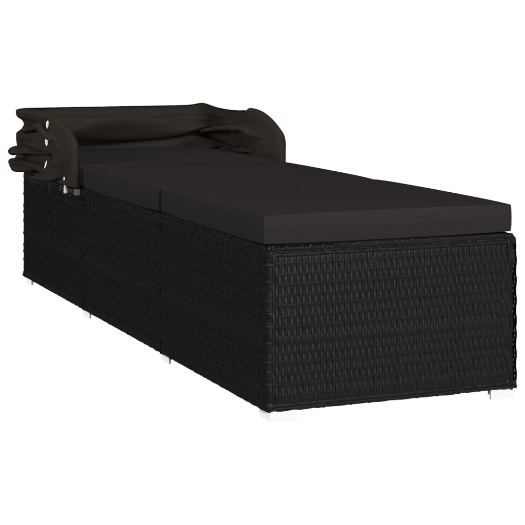 Sonnenliege Mit Sonnenschutz Und Auflage Poly Rattan