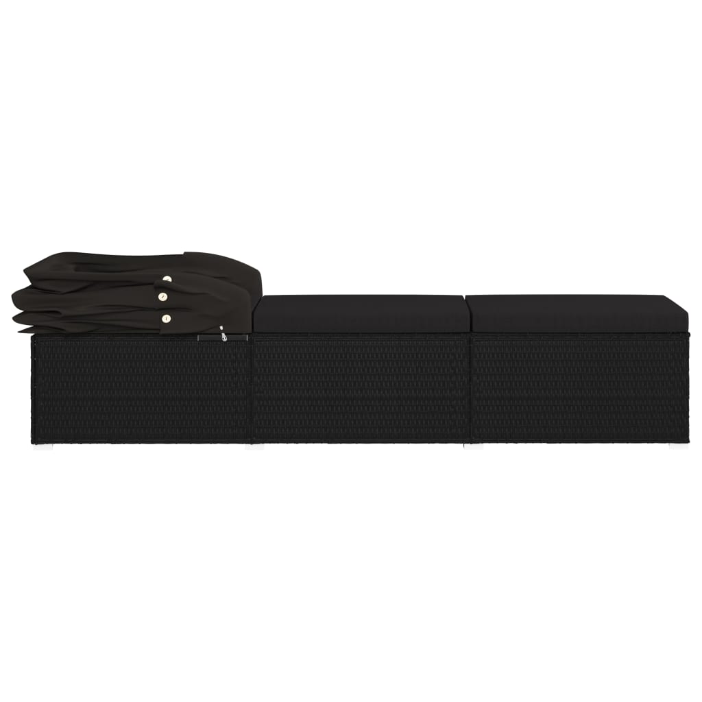 Sonnenliege Mit Sonnenschutz Und Auflage Poly Rattan