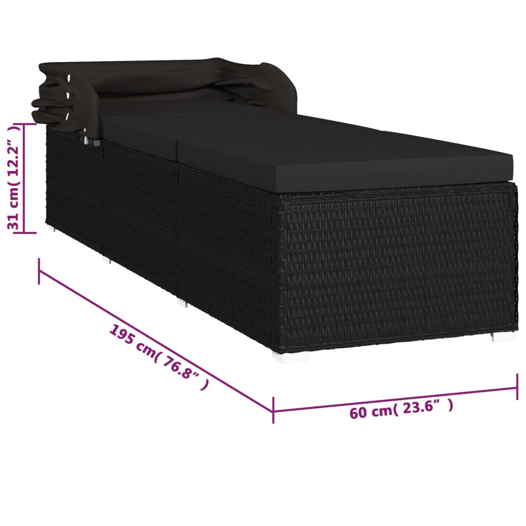 Sonnenliege Mit Sonnenschutz Und Auflage Poly Rattan