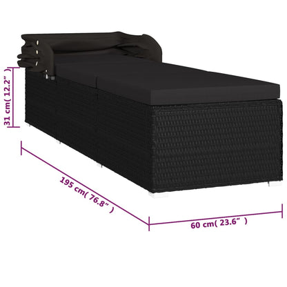 Sonnenliege Mit Sonnenschutz Und Auflage Poly Rattan