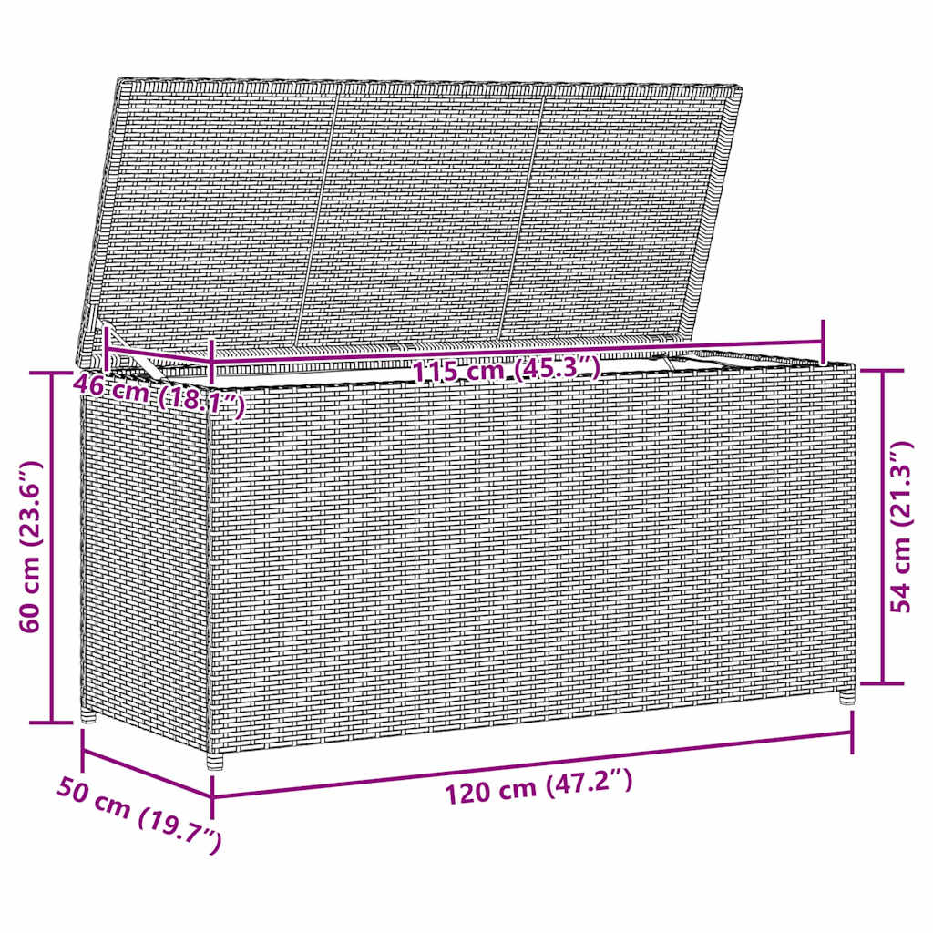 Garten-Auflagenbox 120X50X60 Cm Poly Rattan