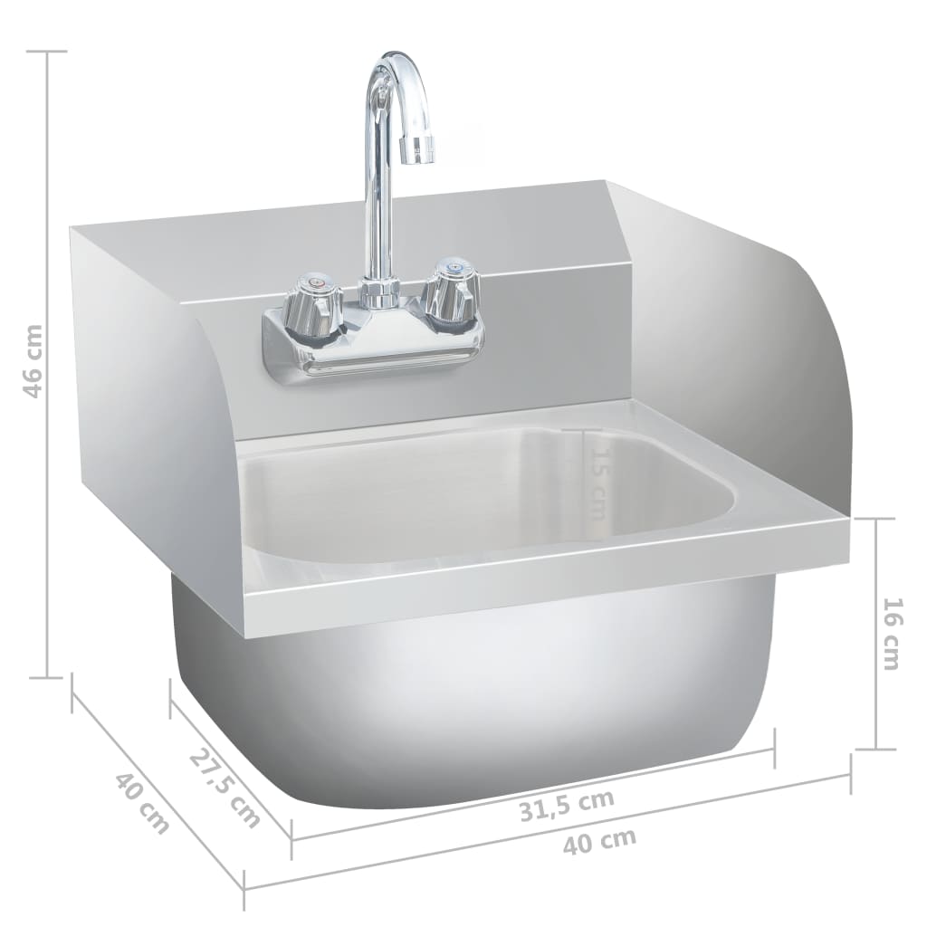 Gastro-Handwaschbecken Mit Wasserhahn Edelstahl