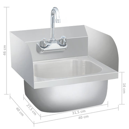 Gastro-Handwaschbecken Mit Wasserhahn Edelstahl