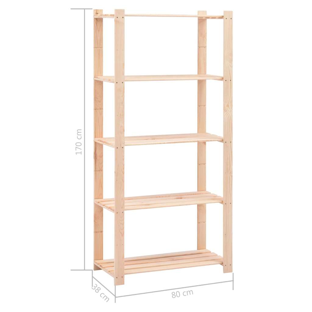 Lagerregal Mit 5 Böden 80×38×170 Cm Kiefer Massivholz 250 Kg