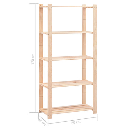 Lagerregal Mit 5 Böden 80×38×170 Cm Kiefer Massivholz 250 Kg