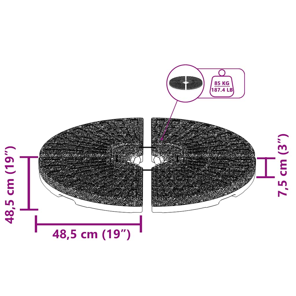 Sonnenschirmständer Fächerförmig 4 Stk. Schwarz Schwarz