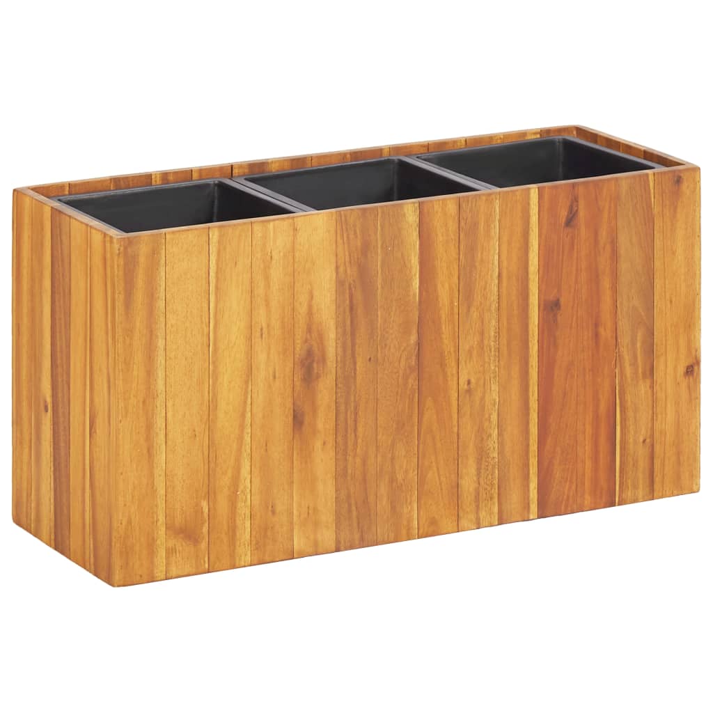 Garten-Hochbeet Mit 3 Töpfen Massivholz Akazie