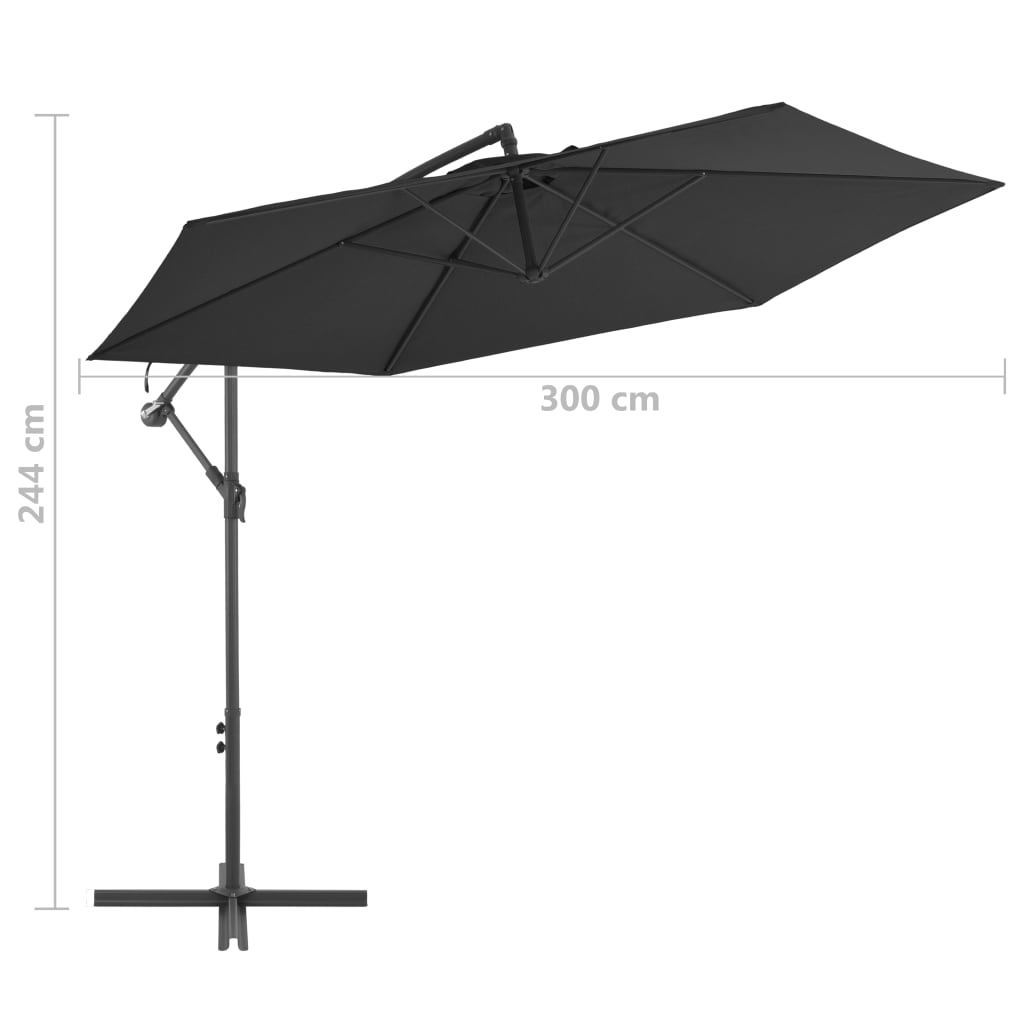 Ampelschirm Mit Aluminium-Mast 300 Cm Schwarz