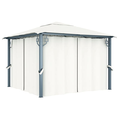 Pavillon Mit Vorhängen 300 X 300 Cm Aluminium