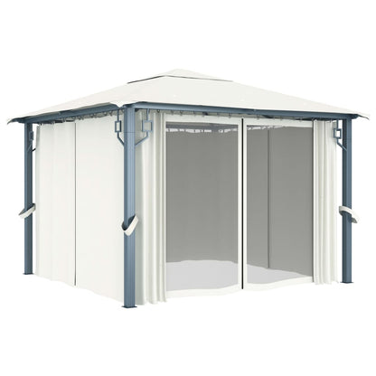 Pavillon Mit Vorhängen 300 X 300 Cm Aluminium