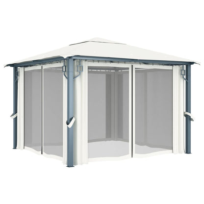 Pavillon Mit Vorhängen 300 X 300 Cm Aluminium