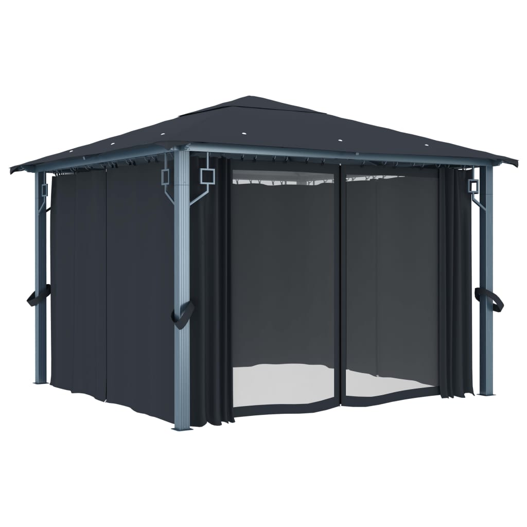 Pavillon Mit Vorhängen 300×300 Cm Aluminium