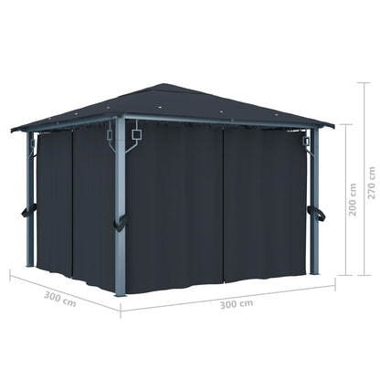 Pavillon Mit Vorhängen 300×300 Cm Aluminium