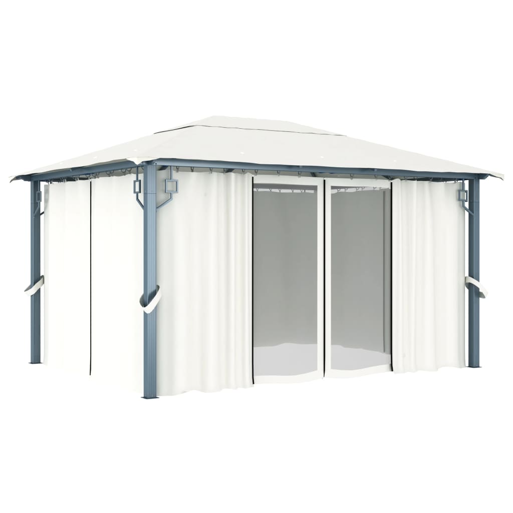 Pavillon Mit Vorhängen 400 X 300 Cm Aluminium