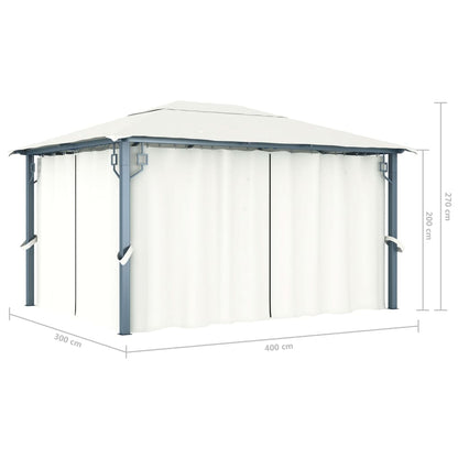 Pavillon Mit Vorhängen 400 X 300 Cm Aluminium