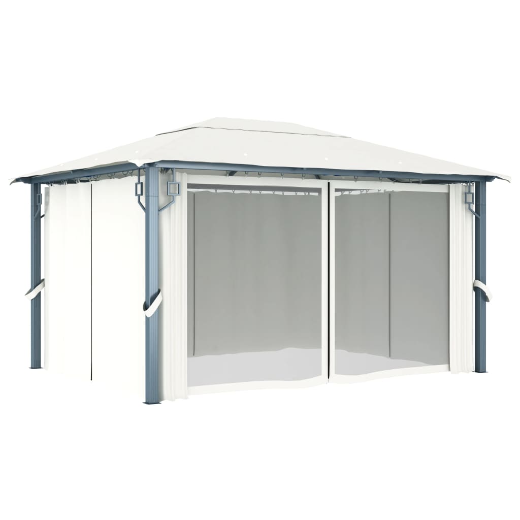 Pavillon Mit Vorhängen 400 X 300 Cm Aluminium