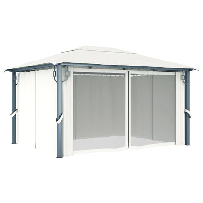 Pavillon Mit Vorhängen 400 X 300 Cm Aluminium