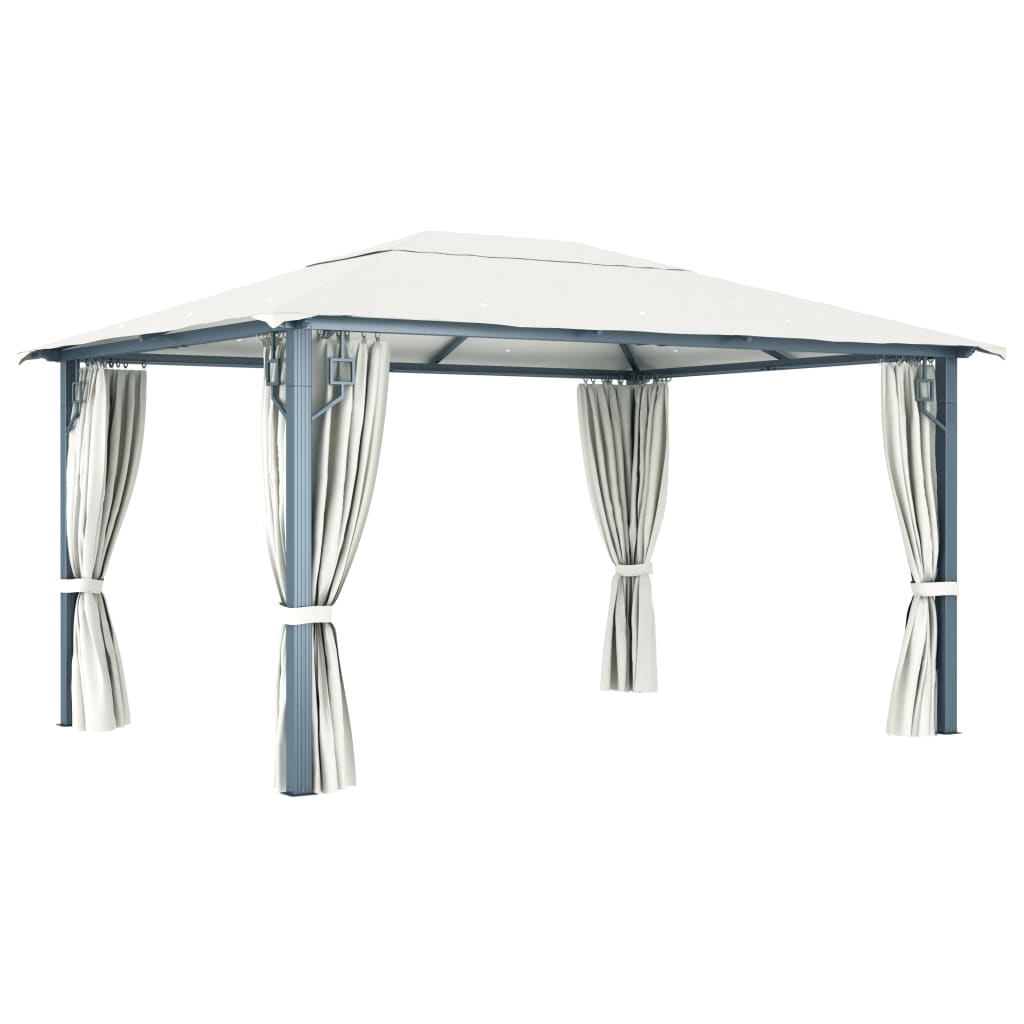 Pavillon Mit Vorhängen 400 X 300 Cm Aluminium