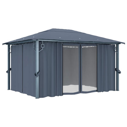 Pavillon Mit Vorhängen 400×300 Cm Aluminium