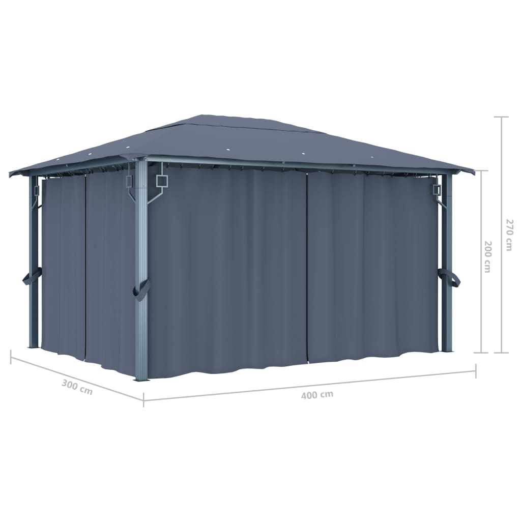 Pavillon Mit Vorhängen 400×300 Cm Aluminium
