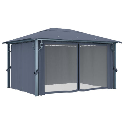 Pavillon Mit Vorhängen 400×300 Cm Aluminium