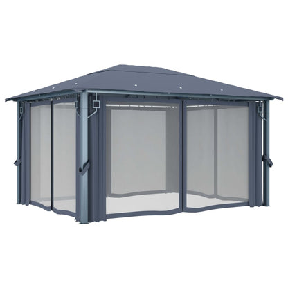 Pavillon Mit Vorhängen 400×300 Cm Aluminium